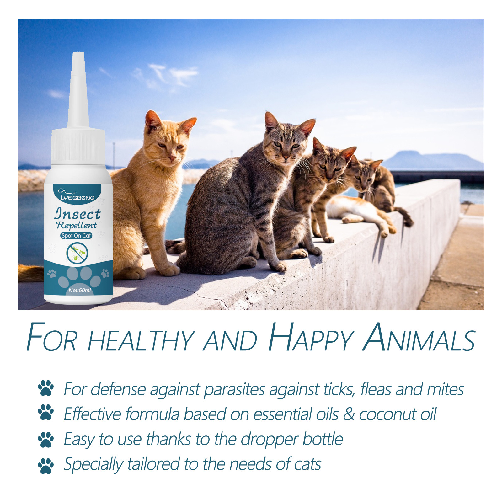 Yegbong pet antipulci gatti, cani, detergente esterno per la pelle vermifugo per pidocchi, zecche e zecche_voghion.com
