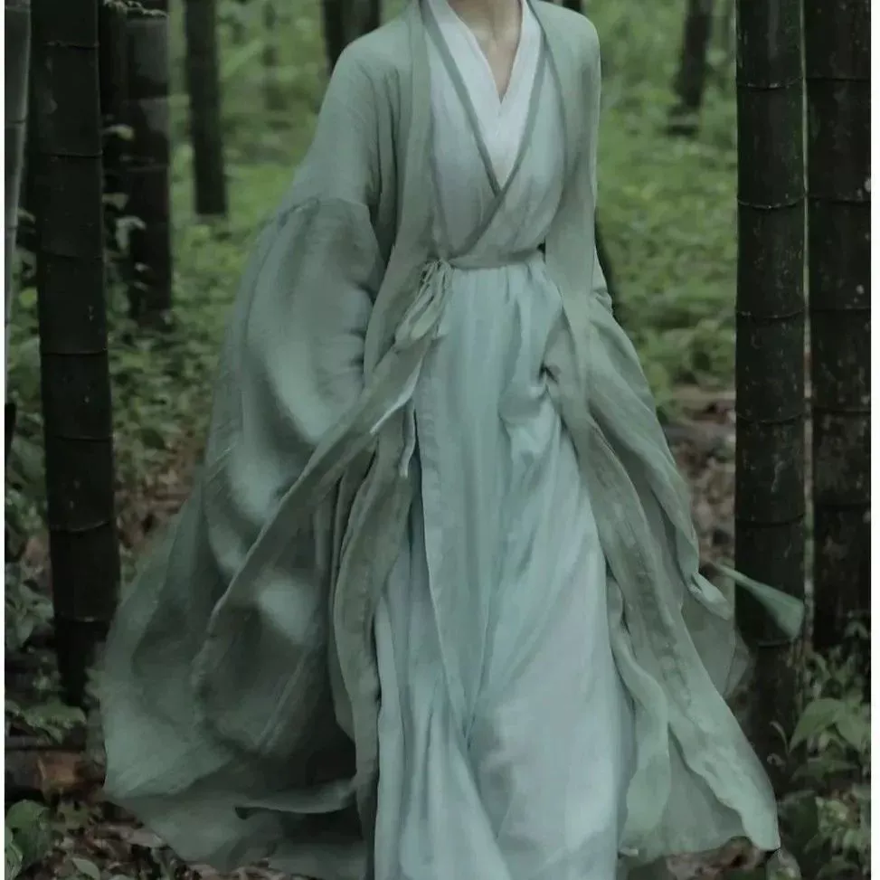 Холодно- и тепло-рукав Hanfu для женщин 2024 новый широкий рукав, сказочная юбка, древний стиль, сказочный свободный костюм