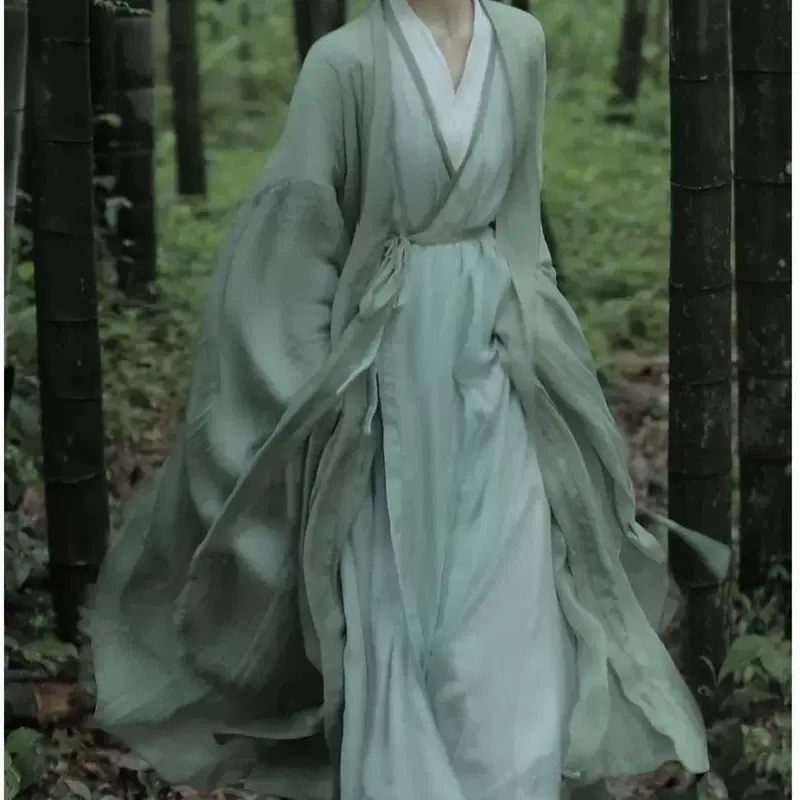 Холодно- и тепло-рукав Hanfu для женщин 2024 новый широкий рукав, сказочная юбка, древний стиль, сказочный свободный костюм