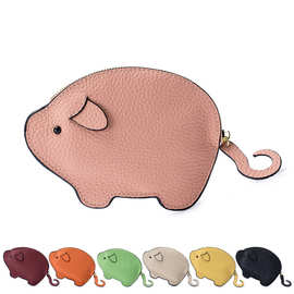 新款真皮小猪迷你零钱包创意硬币包女软皮小众可爱动物收纳包跨境