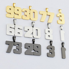 跨境新款不锈钢幸运数字吊坠坠子欧美嘻哈潮流个性不锈钢坠子配件