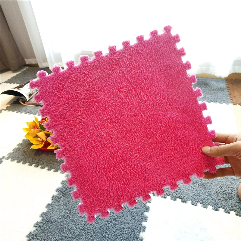 Fleece Carpet Mat, 30×30 cm, Thick Plush Interlocking Tile, Multiple Colors