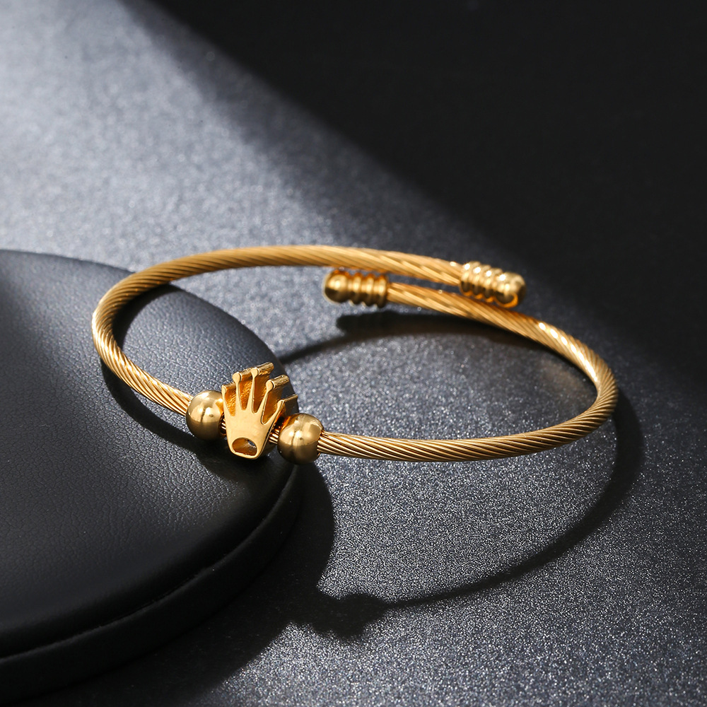 Simple Style Crown Titanium Steel Bangle