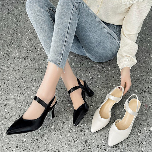 Baotou Sandals Women's Summer  Spring New Thick Heel Medium Heel Strap Fashion Women's Shoes Casual High Heels