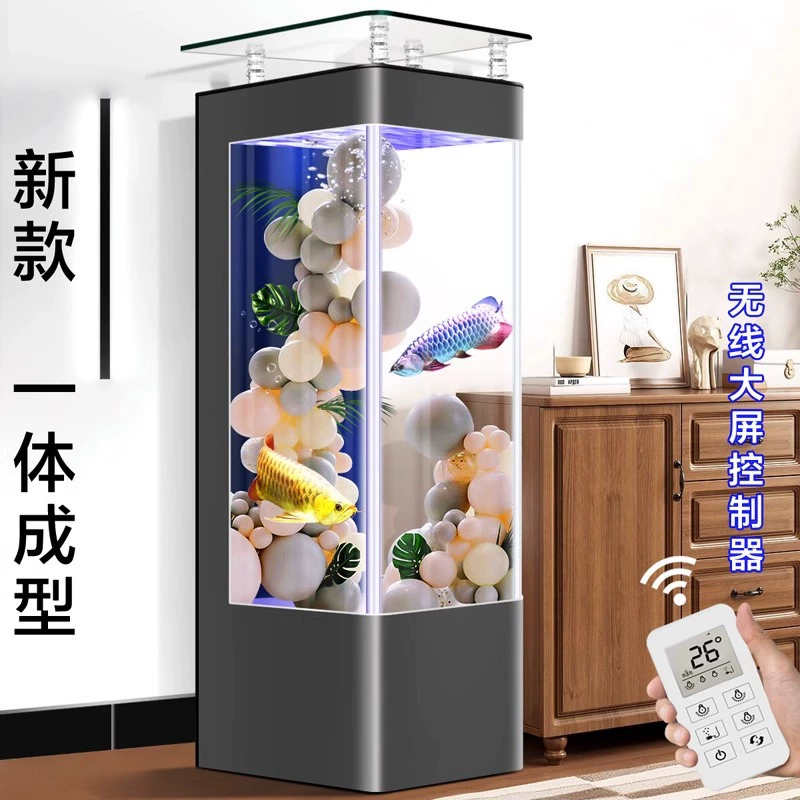 Новый бытовой свет, роскошная гостиная для аквариума, небольшая Встроенная задняя панель с фильтром без воды, напольный вертикальный шкаф для телевизора рядом с аквариумом для золотой рыбки
