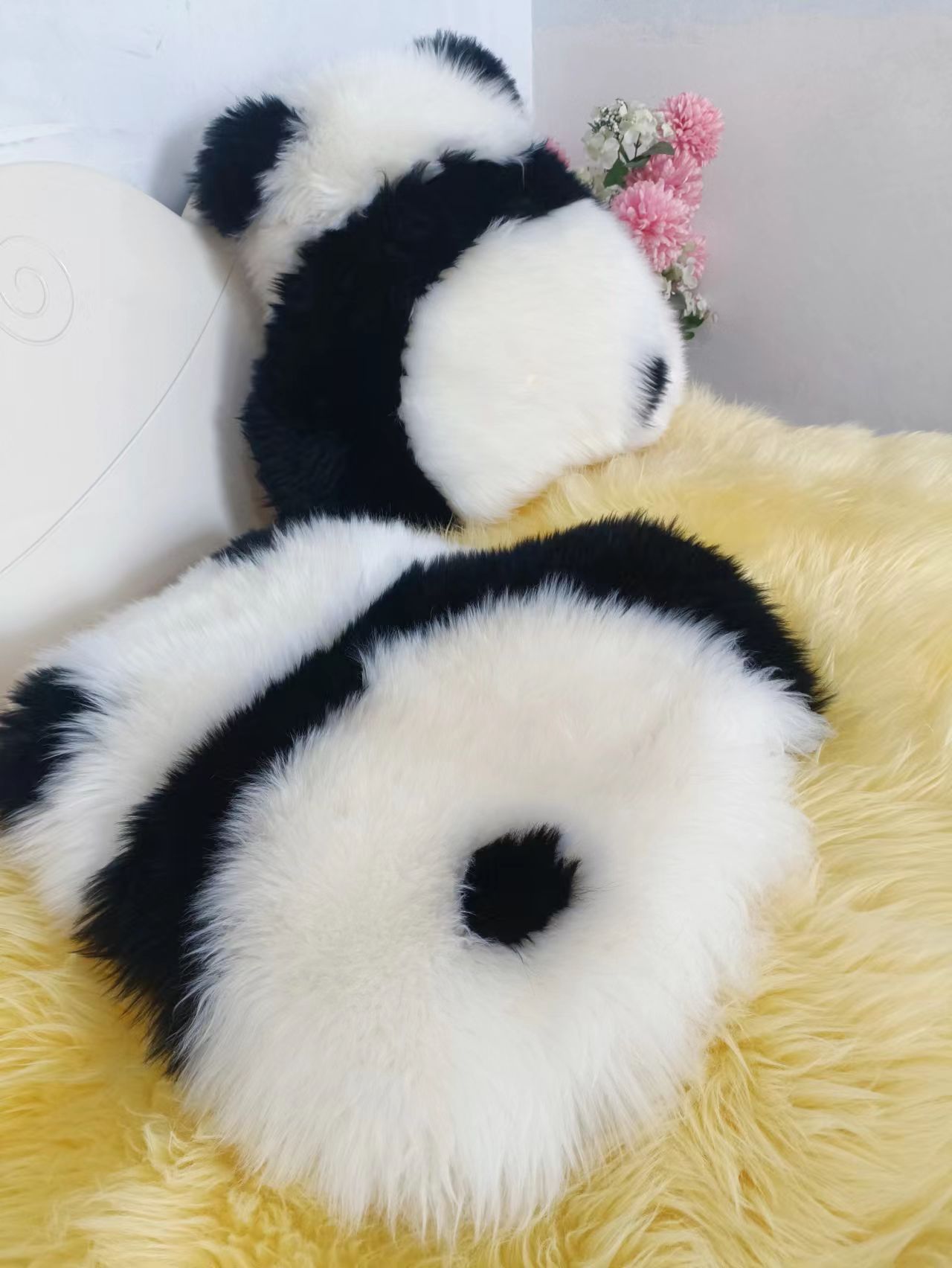Cute Panda Wool Floor Mat display picture 1