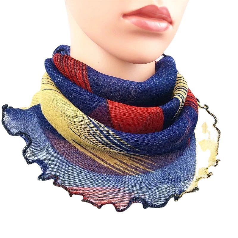 Cuello de orejas de alambre de oro para mujeres primavera y verano universal protector solar cuello de cuello multifuncional velo de cuello de cubierta de cabeza de seda pequeña bufalla