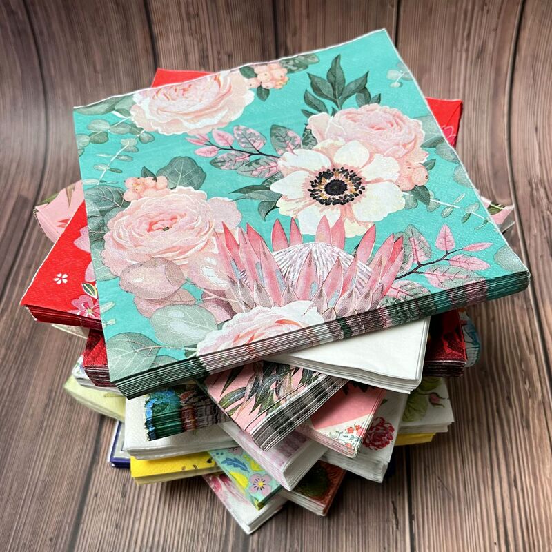 [ready Stock] Cross-border Flower and Grass Tissue Facial Tissue Disposable Double-layer Full Printed Napkin Amazon Hot Sale