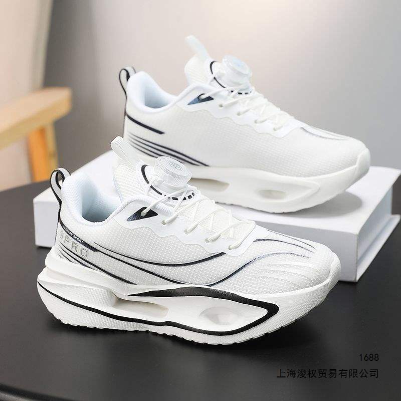 New Summer Mesh Breathable Men's Shoes, Teenagers' Rotating Buckle Sneakers, Boys' Thick-Soled Shock-Absorbing Rebound Running Shoes