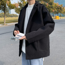 秋冬季短款毛呢大衣男呢子外套情侣韩版潮流痞帅英伦风中长款风衣