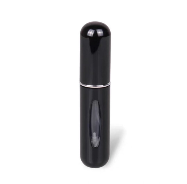 Botella de perfume de 5ml en stock, botella de spray recargable, botella de perfume de muestra de cosméticos de viaje portátil de aluminio