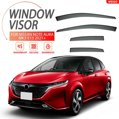Suitable for Nissan Note Aura Rain and Sun Protection Version Nissan Note Aura Window Visor (Rain shield) - standard-packaging-without-logo-nissan-note-aura-mk3-e13-2021-plexiglas-no-bright-strips-window-rain-shield
