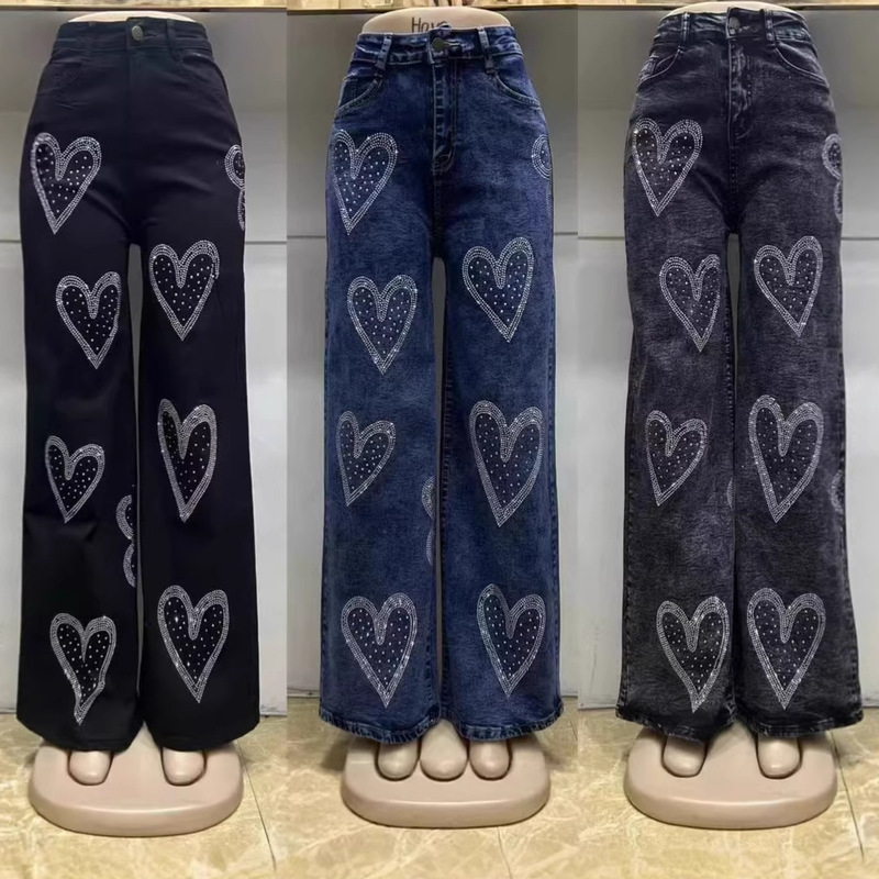 Women's Jeans Cargo Jeans Available Sequined Straight-Leg Pants Wholesale