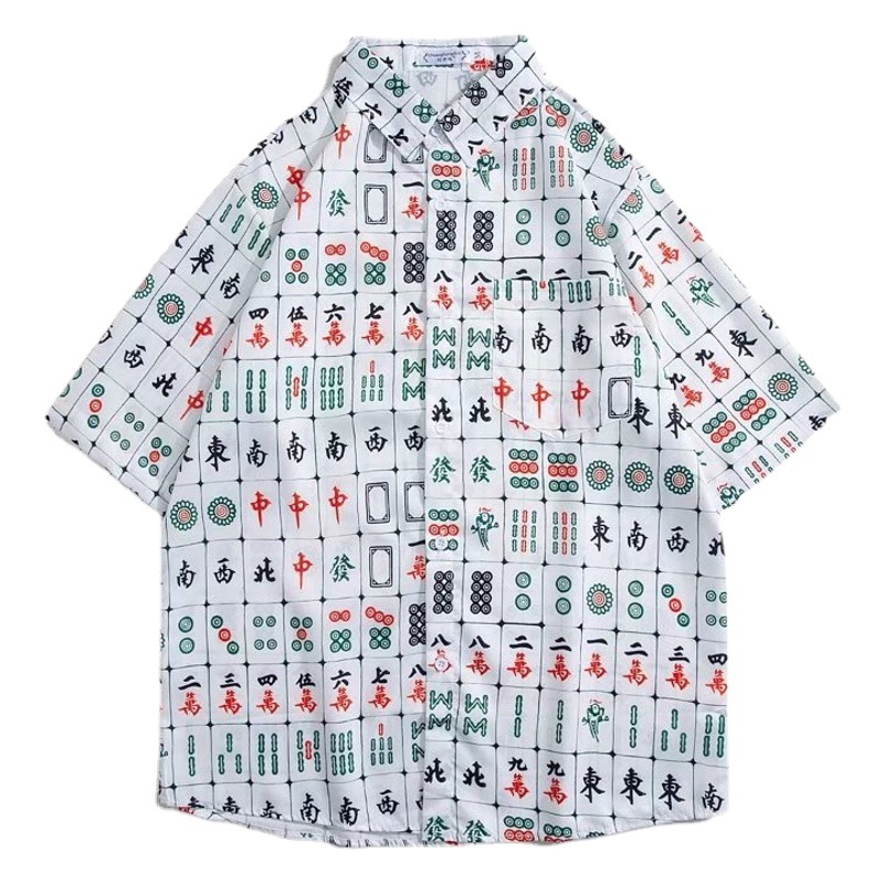 Viento todo partido ganar dinero patrón abrigo batalla camisa Lucky Battle robe ropa elementos jugando Mahjong hombres y mujeres chino