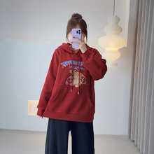 子元2025秋季新品大码女装时尚胖妹妹卫衣卡通印花连帽卫衣9153