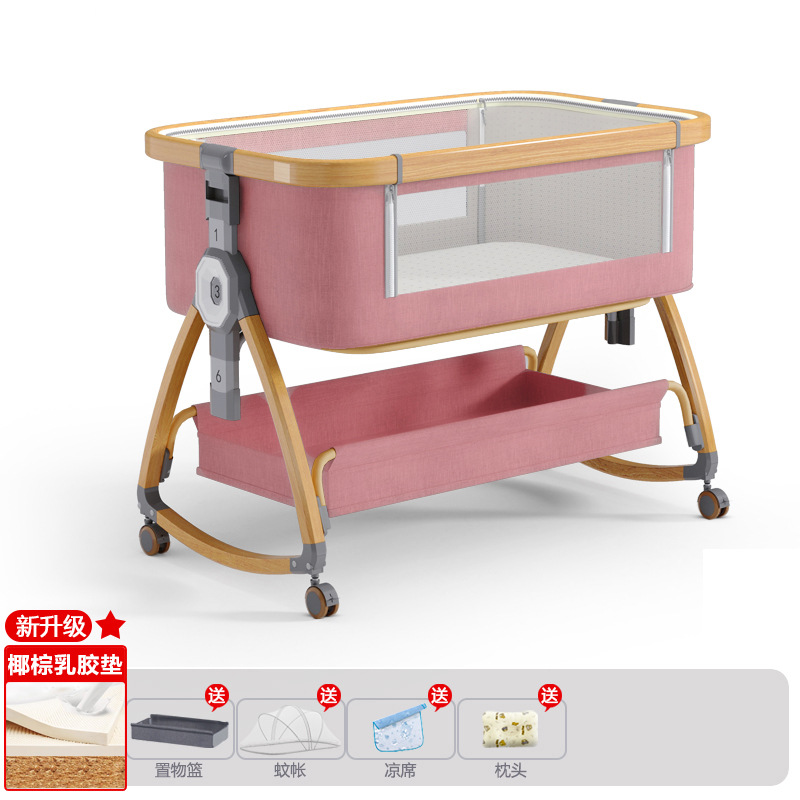 Cuna de bebé recién nacido cama costura Cama grande Baby Shaker BB cama de los niños cuna cama multifuncional móvil plegable image 73