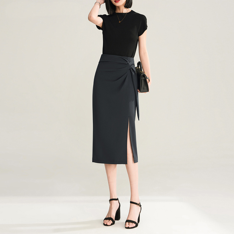 Women's Skirt 2026 New Style, Elegant Mid-Length Pencil Skirt with a Sense of Design, Ol Professional Slit Work Skirt