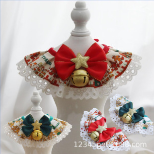 pet christmas collar christmas bib ornament cat dog collar lace collar