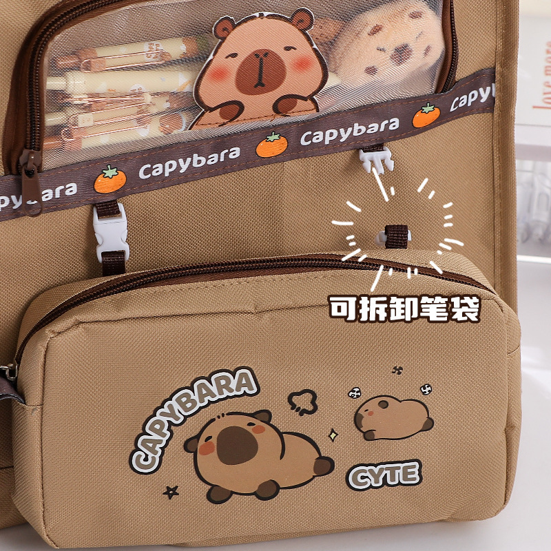 Bolso de matrícula de Kapibala Bolso de estudiante de escuela primaria Bolso de libro para estudiantes Bolso de recuperación de lona para niñas Bolso de libro