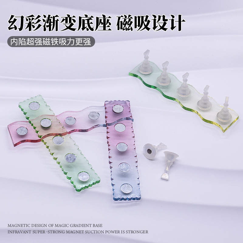 Manicura nacarado pieza de ajedrez práctica asiento color mágico titular de uñas color degradado imán base soporte de exhibición Trabajo Práctica soporte