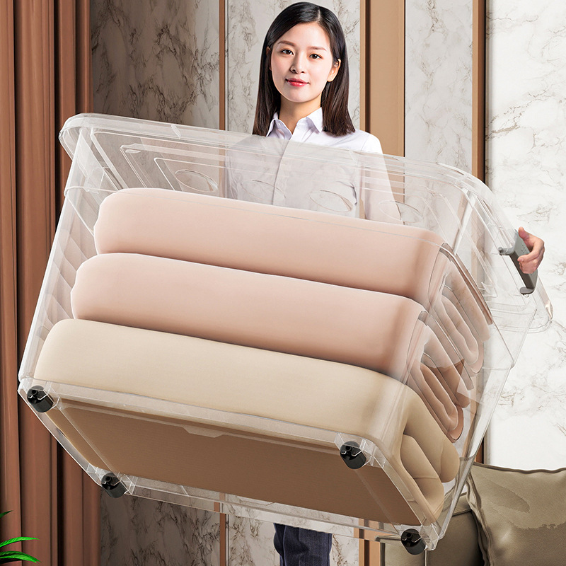 Plastic Transparent Storage Box Large Capacity Extra Large Storage Box for Clothes and Toys Dormitory Organizing Storage Box