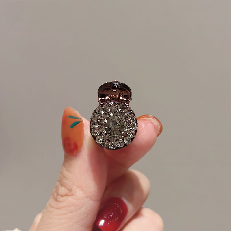 中国風ミニヘアクリップ、前髪クリップ、プリンセスヘッドヘアクリップ、スーパーフラッシュダイヤモンドラウンドミニヘアクリップ|undefined