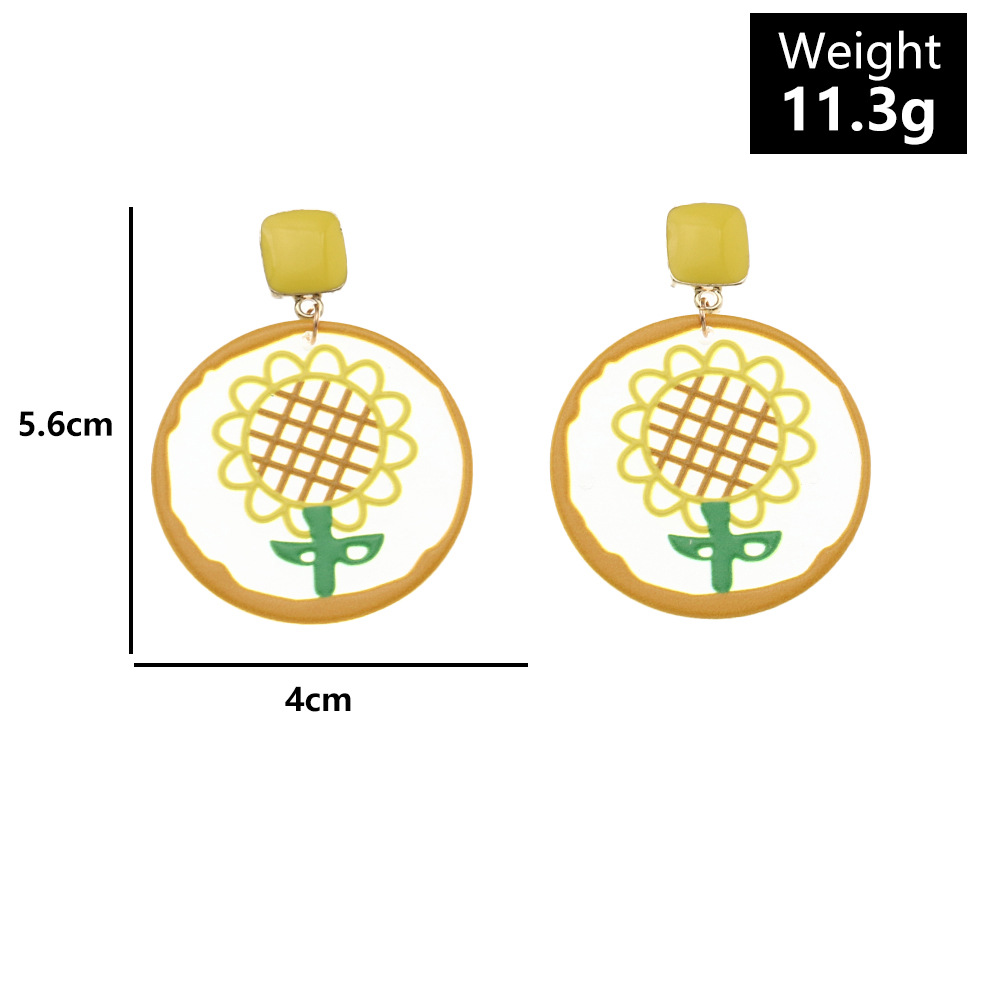 Nihaojewelry Cute Sunflower Geometric Acrylic Earrings Wholesale Jewelry display picture 1