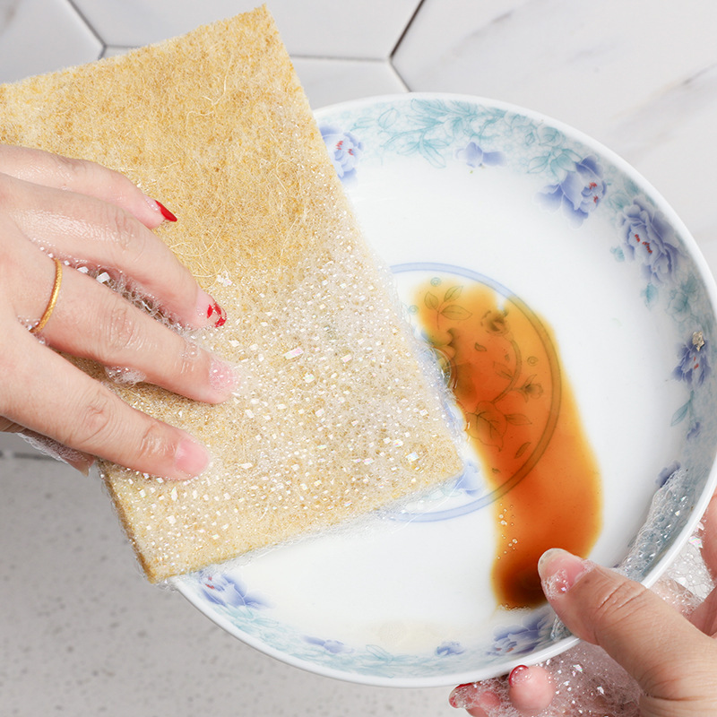 Paño de esponja de seda, fibra de seda biodegradable, paño de lavado de platos verde, respetuoso con el medio ambiente y duradero