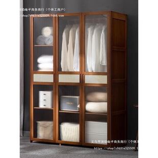 Simple Wardrobe Home Bedroom Rental House Assembled Solid Wood Children's Wardrobe Cabinet Storage Rack Strong and Durable