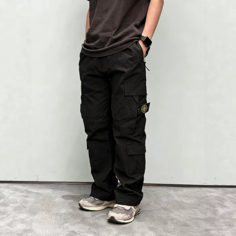 Cross-border STONE Compass Embroidered Badge Stretch Zipper Military Island Cargo Pants Multi-pocket Casual Cloth Pants Cross-border STONE Compass Embroidered Badge Stretch Zipper Military Island Cargo Pants Multi-pocket Casual Cloth Pants