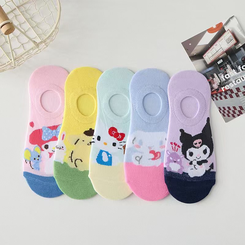 200 Pin Silicone Non-slip Invisible Socks Children's Distinctive Cute Online Celeb Cartoon Hello Kitty Socks