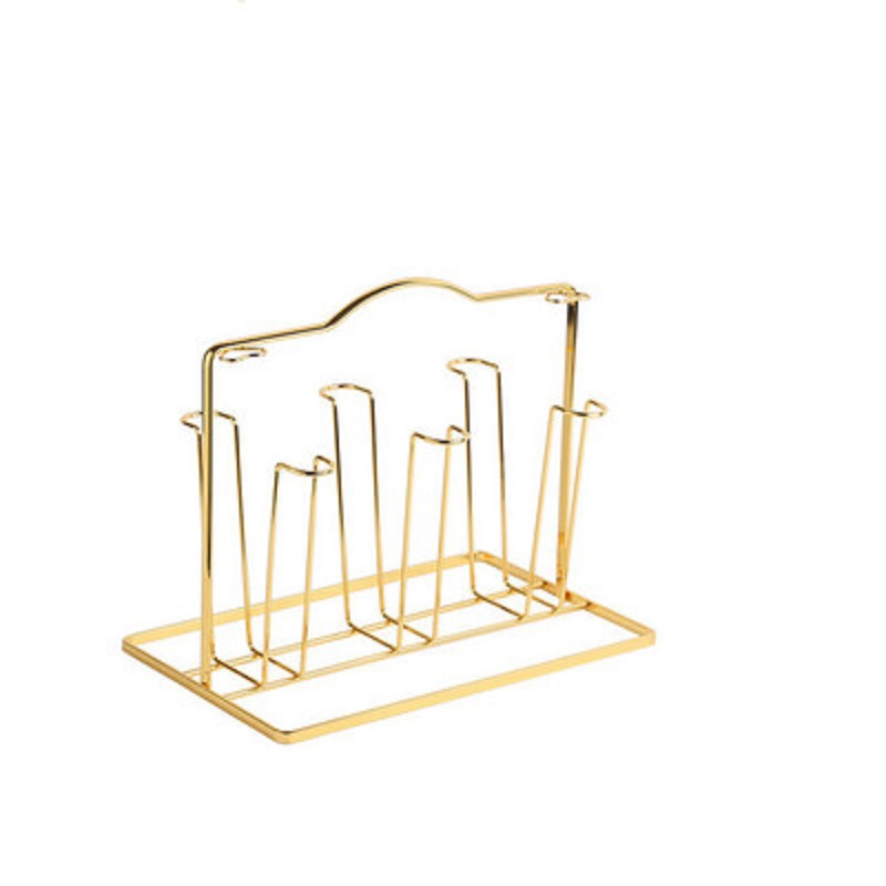 Taza de metal rack drenaje taza del hogar rack de almacenamiento sala de estar luz lujo creativo estilo europeo estante de la taza de cristal