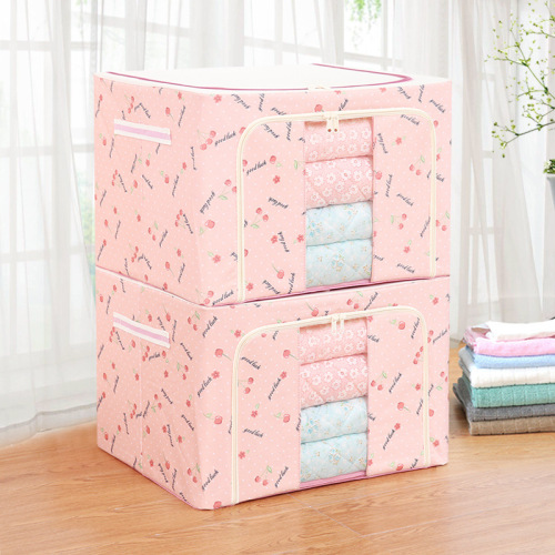 444Z Wholesale Extra Large Steel Frame Storage Box Fabric Organizing Bag Wardrobe Quilt Storage Folding Oxford Cloth Clothes