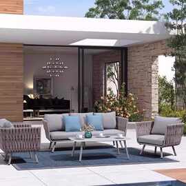 户外沙发庭院组合别墅花园露台藤编防水防晒藤椅露天铝合金藤沙发