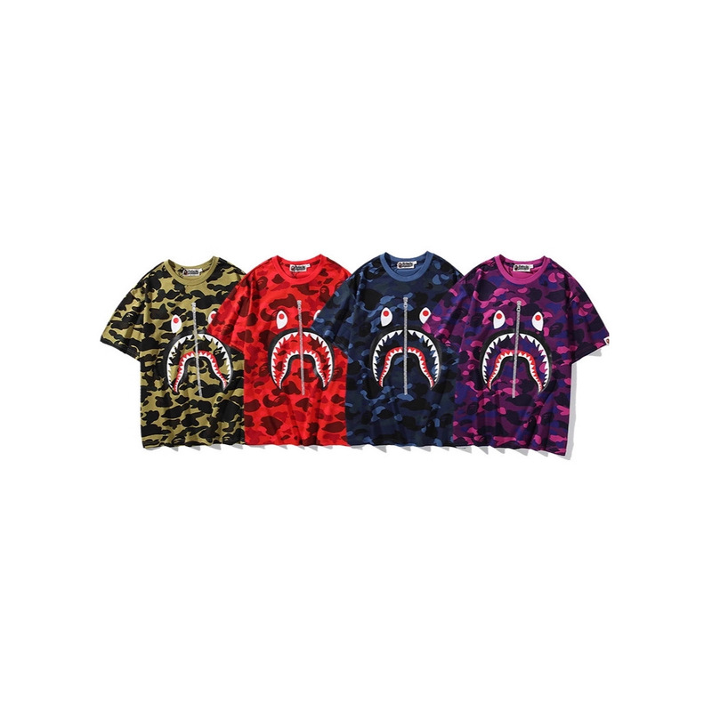 Cross-Border Foreign Trade Wholesale Shark Pure Cotton Round Neck Casual Loose Short Sleeves