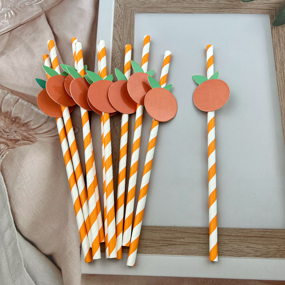 Internet celebridad paja decorativa naranja tarjeta de papel paja desechable degradable paja fiesta postre barra paja