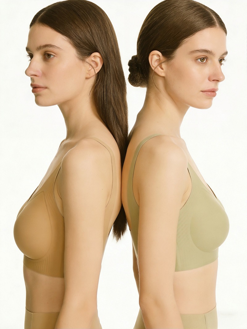 Seamless V-neck Bra For Women - Comfortable Wireless Support_voghion.com