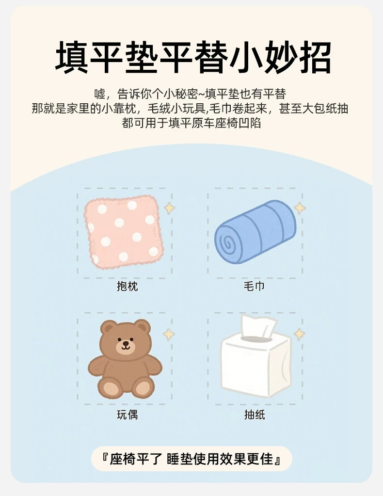 Car Backseat Sleeping Pad, Car Mattress, Foldable Travel Bed in the Car, Rear Seat Sleeping Tool for Babies