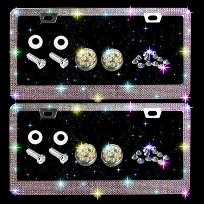 Holder, Car Accessories, Cross-Border Model, License plate holder/license plate holder - colored-diamonds-2-pieces