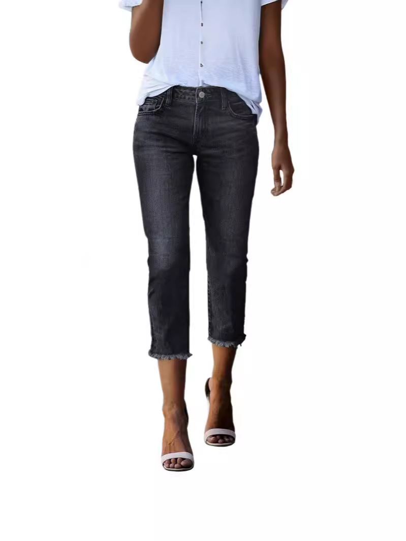 Jeans Ajustados para Mujer de Mezclilla de Algodón, Alta Elasticidad, Cintura Alta, para Uso Diario image 9