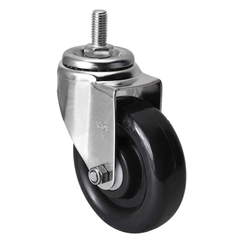 Rueda Giratoria con Varilla Roscada de Acero Inoxidable 3 / 4 / 5 Pulgadas S54-65 de PU con Freno