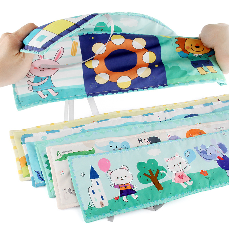 Bebé educación temprana juguetes educativos libro de tela de color de doble cara circunferencia de la cama de los niños colgante cognitivo animal digital bebé libro de tela