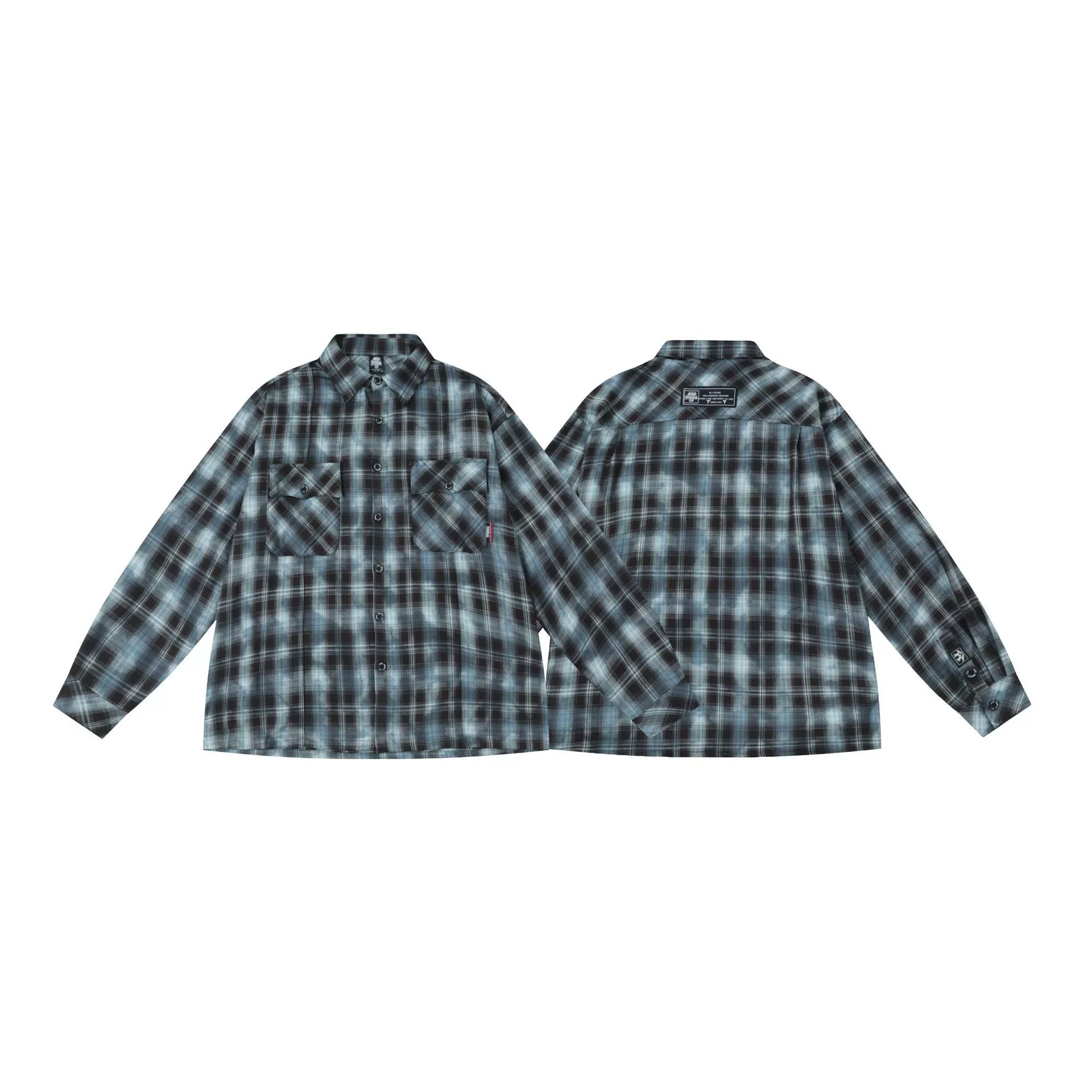 Чикано большой размер американское old school90-х хип-хоп рэп hiphop карманная клетка рубашка с длинными рукавами