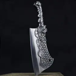 Longquan chivalrous Hall kitchen knife integrated metal handle bone cutting knife wave cutting bone cutting knife stainless steel thickened high hardness fine
