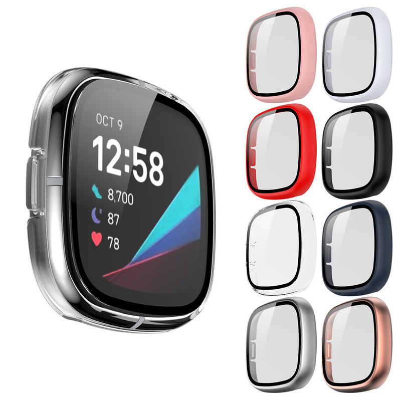 Suitable for Fitbit Versa3 watch protective cover PC tempered film spray integrated protective shell scratch-resistant case