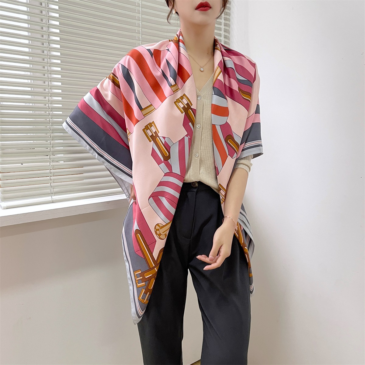 175g Weight Silk Scarf Classification Daily Occasion Polyester Material Plant Pattern Spring&Summer Season Women's Gender Elegant, Simple Style Style Women's Elegant Simple Style Plant Polyester Silk Scarf 13