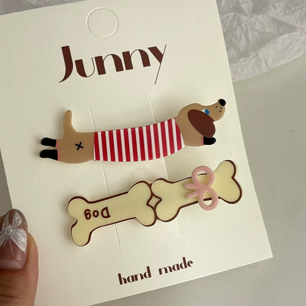 5#Red stripes, dog double bones, one pair