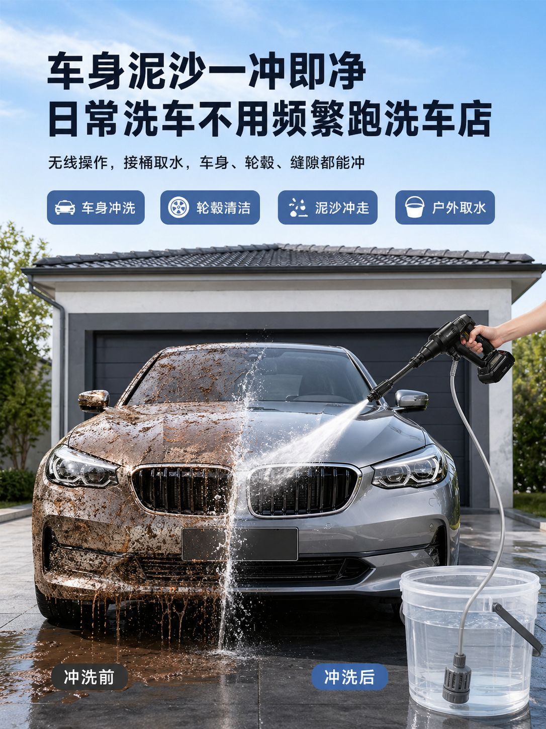 Portable Household Car Wash Water Gun with Movable Brushless Motor for Watering and Irrigation, Source Manufacturer Car Wash Tool