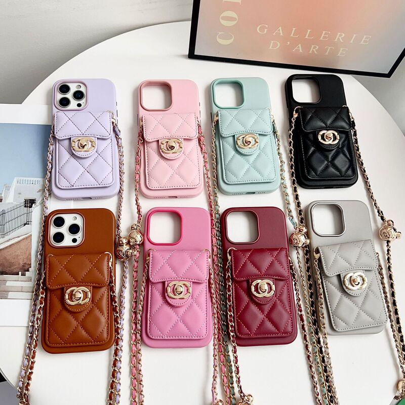 European and American Big-Name Small Fragrance Cross-Body Card Holder Suitable for Iphone16Promax Mobile Phone Case Apple 13 Small Gold Ball European and American Big-Name Small Fragrance Cross-Body Card Holder Suitable for Iphone16Promax Mobile Phone Case Apple 13 Small Gold Ball