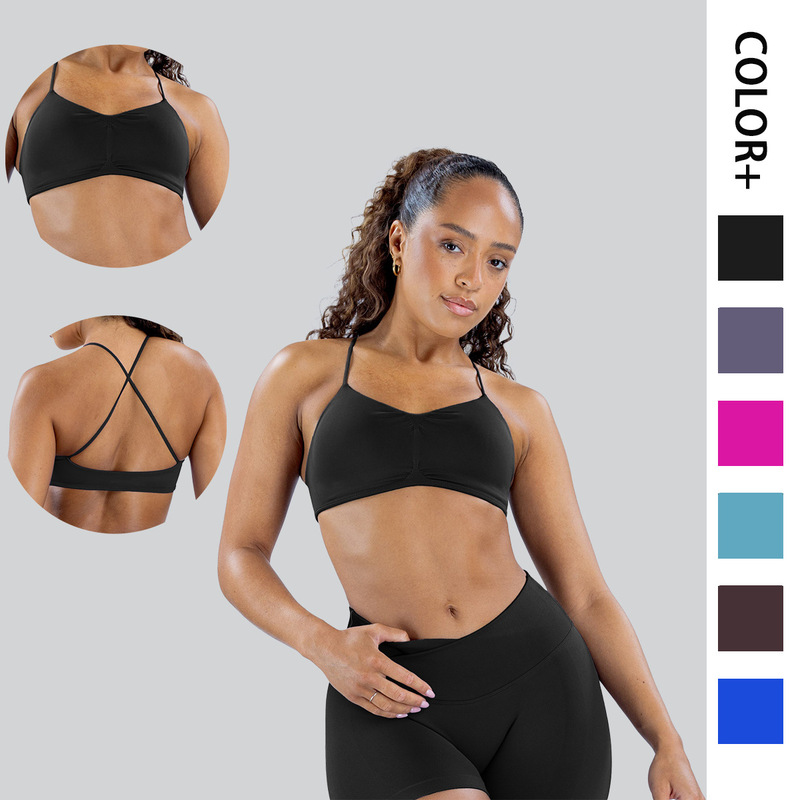 European and American Df New Sexy Yoga Bra High Elastic Matte Thin Shoulder Back Cross Sling Beautiful Back Seamless Yoga Bra